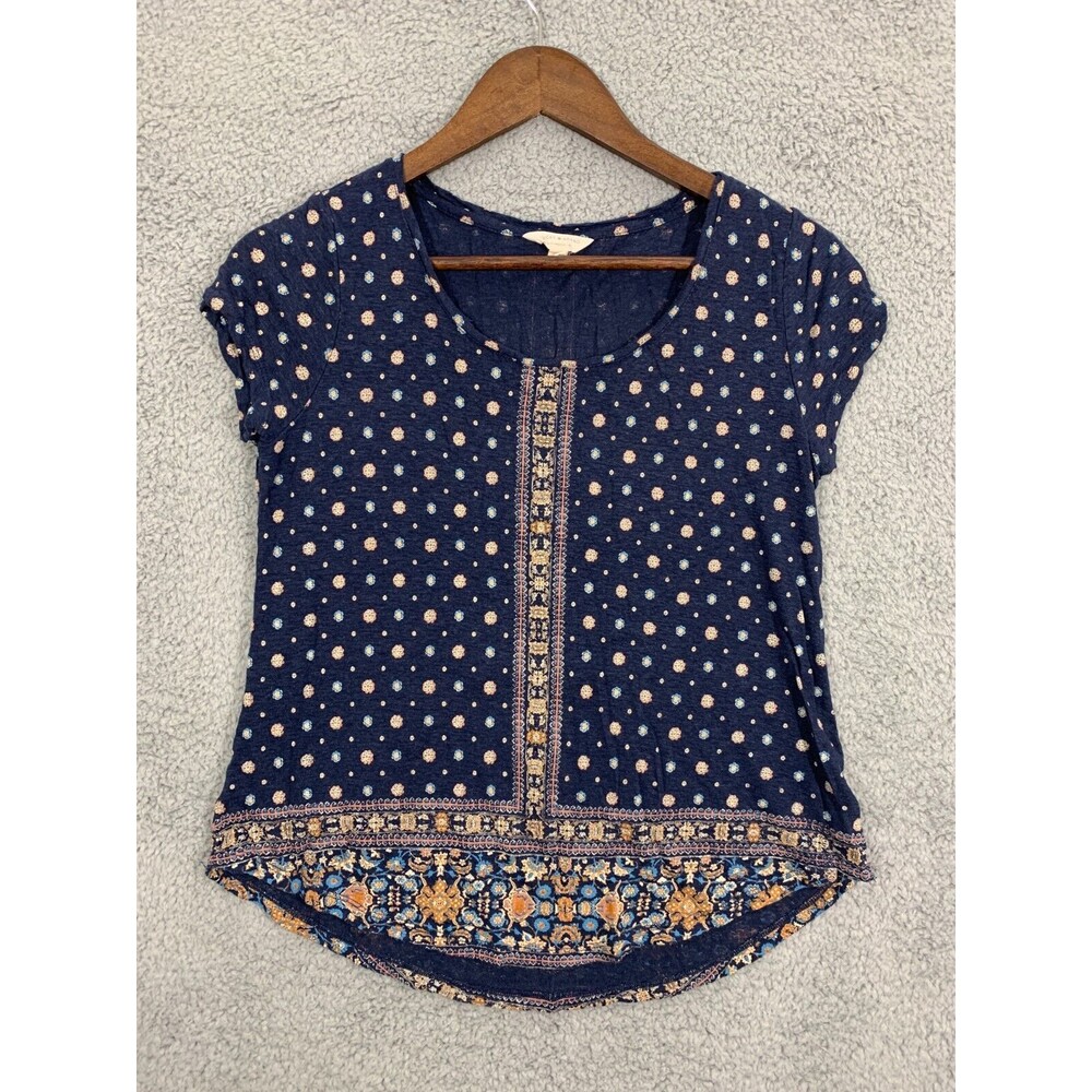 LUCKY BRAND S/P Blue Floral Mandal Geometric Artistic Design Sleeveless Shirt